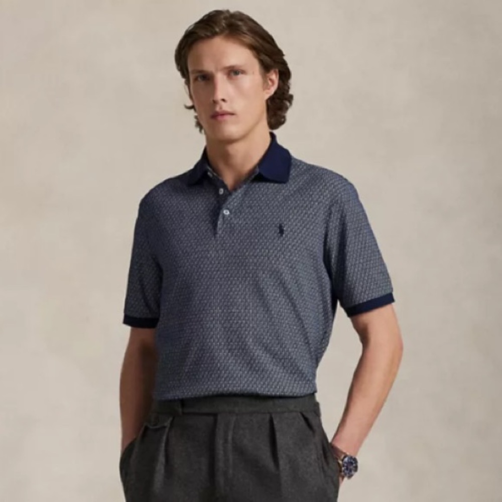 🆕 ⛳️ Ralph Lauren Navy Golf Patterned Polo Shirt